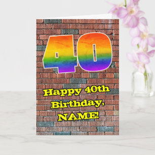 Carte 40e anniversaire : Arc-en-ciel amusant inspiré par