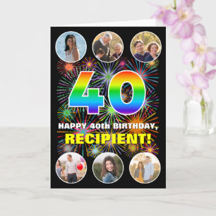 Carte 40e anniversaire : Arc en ciel amusant #, Nom pers