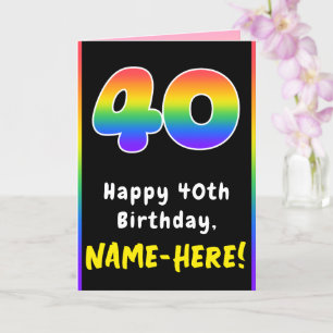 Carte 40e anniversaire : Arc-en-ciel coloré # 40, Nom pe