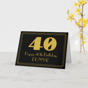 Carte 40e anniversaire : Art Déco Inspiré Look "40" & No