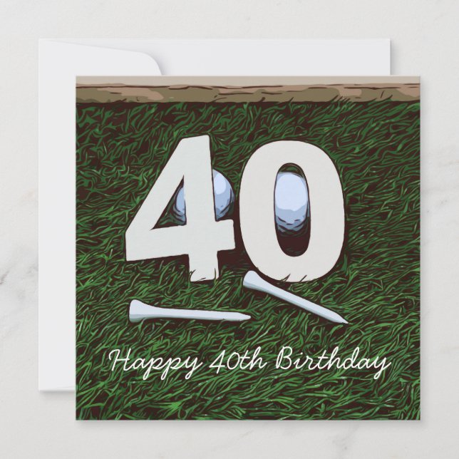 Carte 40e anniversaire au golfeur avec le numéro quarant (Devant)