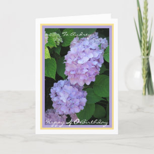 Carte 40e Anniversaire Audrey Hydrangeas Elegant Gold Fr