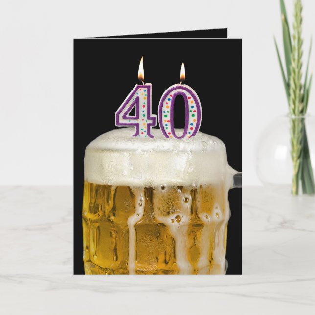 Carte 40e anniversaire Bière en noir (Devant)