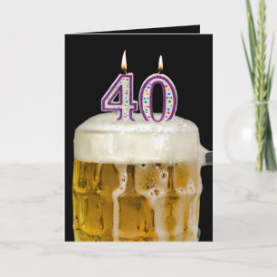 Carte 40e anniversaire Bière en noir