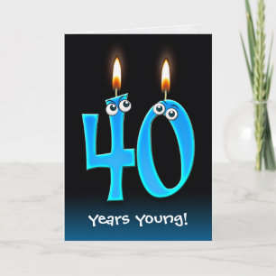 Carte 40e anniversaire bougies avec boules d'yeux