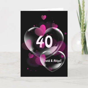 Carte 40e Anniversaire Bulles cardiaques sur Noir