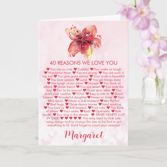 Carte 40e anniversaire Calla Lilly Raisons (Orchidée)