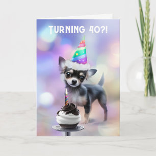 Carte 40e anniversaire Cute Chihuahua Chiuppy avec Casqu