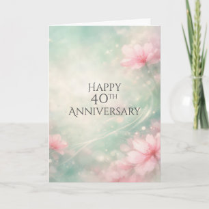 Carte 40e Anniversaire de Mariage Fleurs de Rêve sur Fon