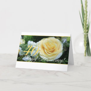 Carte 40e anniversaire de mariage - Rose jaune