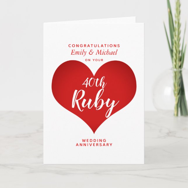 Carte 40e anniversaire de mariage RUBIS personnalisé (Devant)