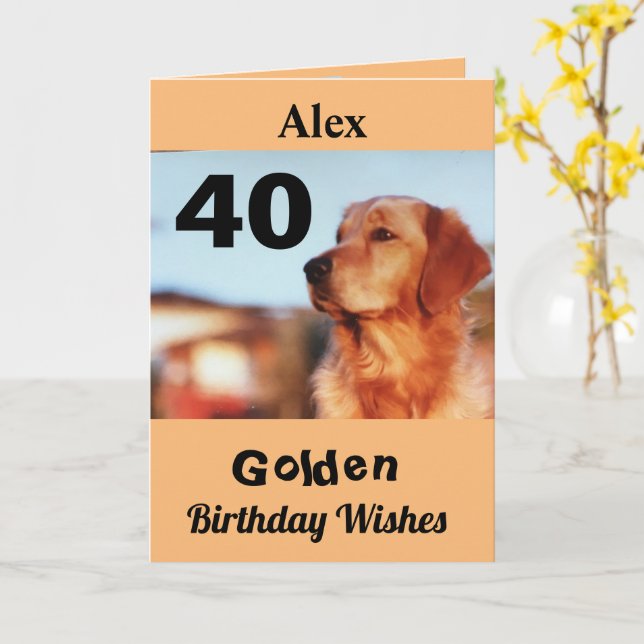 Carte 40e Anniversaire d'or Mignonne Retriever (Fleur jaune)