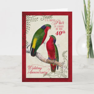 Carte 40e anniversaire du Mariage Parrots Vintages de Lo