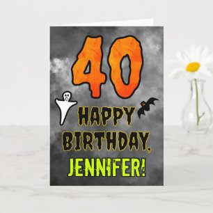 Carte 40e anniversaire : Eerie Halloween Thème + Nom per