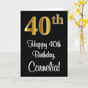 Carte 40e anniversaire ~ Elégant Luxueux Faux Gold Look 