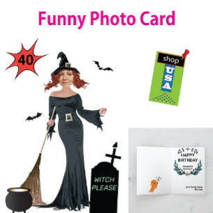 Carte 40e Anniversaire Femmes Nouvelle Sorcière Drôle S'