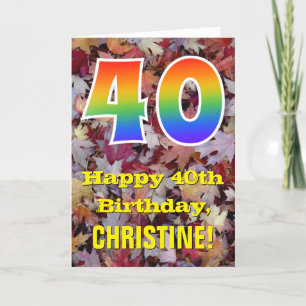 Carte 40e anniversaire; Feuilles d'automne rustiques; Ar