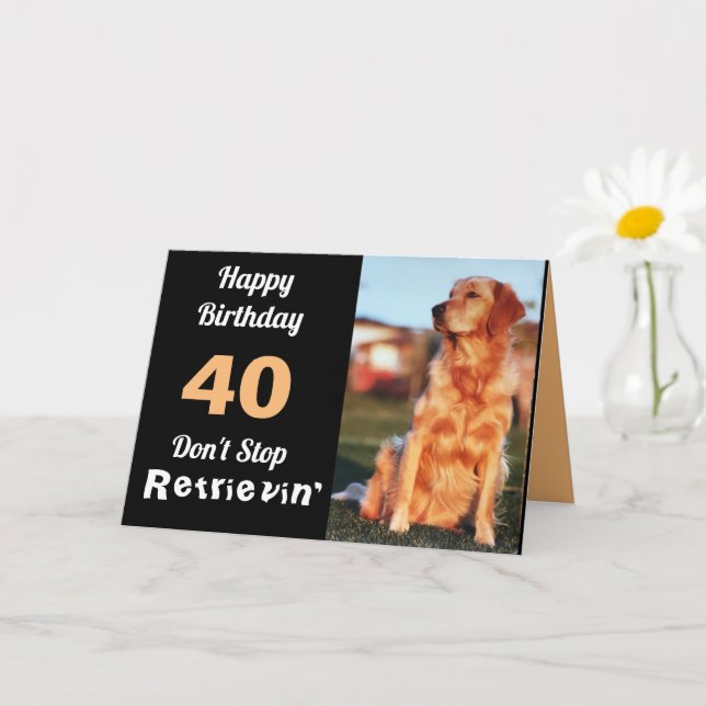 Carte 40e Anniversaire Golden Retriever mignon (Petite plante)