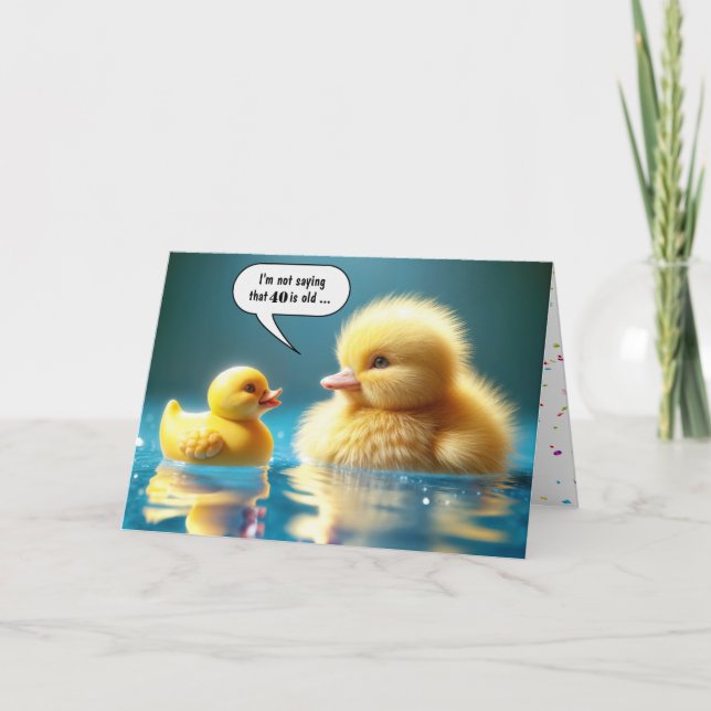 Carte 40e anniversaire Jaune Canard Jaune Avec Canard (Devant)