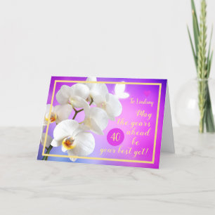Carte 40e anniversaire Lindsay Orchids Elégant cadre dor