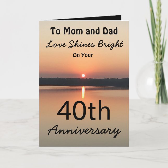 Carte 40e Anniversaire Maman Papa Amour Brille Coucher d (Devant)