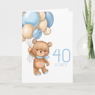 Carte 40e anniversaire mignon ballons bleu garçon petite