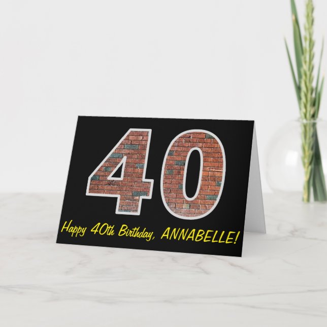Carte 40e anniversaire - Motif de mur de briques "40" av (Devant)