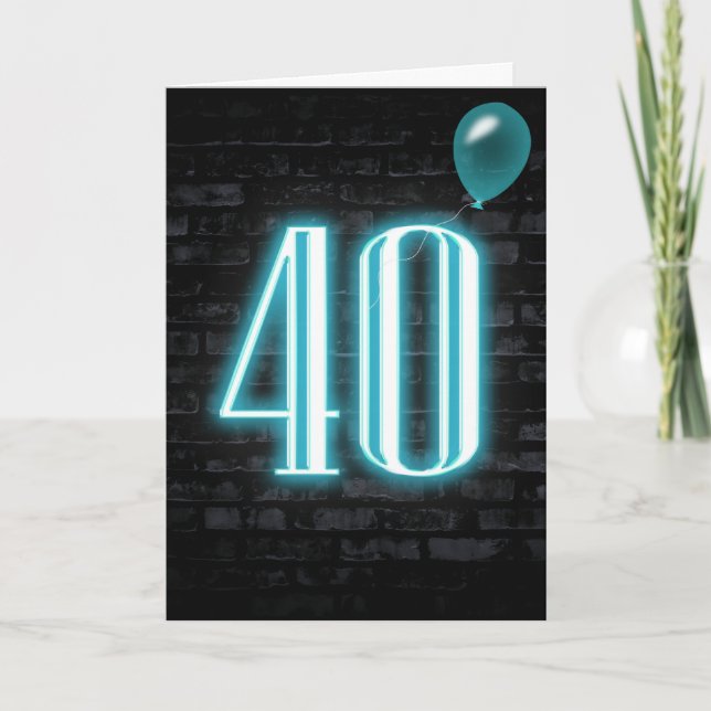 Carte 40e anniversaire néon Connexion en brique (Devant)