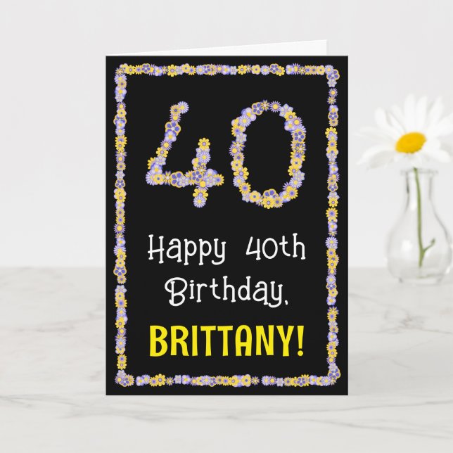 Carte 40e Anniversaire : Nombre de fleurs florales, nom  (Petite plante)