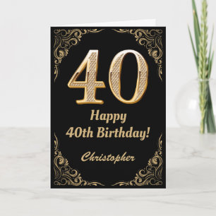Carte 40e anniversaire Parties scintillant noir et or ca