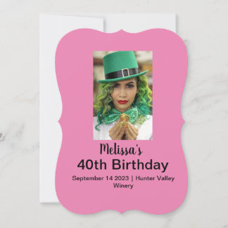 Carte 40e anniversaire Photo personnalisée rose