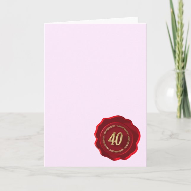 Carte 40e anniversaire sceau de cire rouge (Devant)