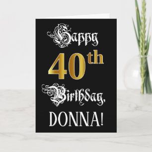 Carte 40e anniversaire — Script fantaisie; look or Faux;