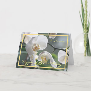 Carte 40e Anniversaire Shannon Orchids Elégant cadre Or