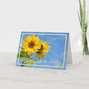 Carte 40e Anniversaire Stephanie Sunflowers Elégant Gold