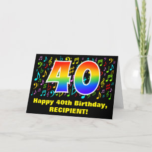 Carte 40e anniversaire : Symboles de musique colorée et 