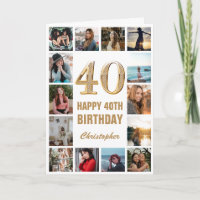 40e Joyeux Anniversaire Gold et White Photo Collag