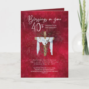 Carte 40e ORDINATION ANNIVERSAIRE Prêtre Pasteur Ministr