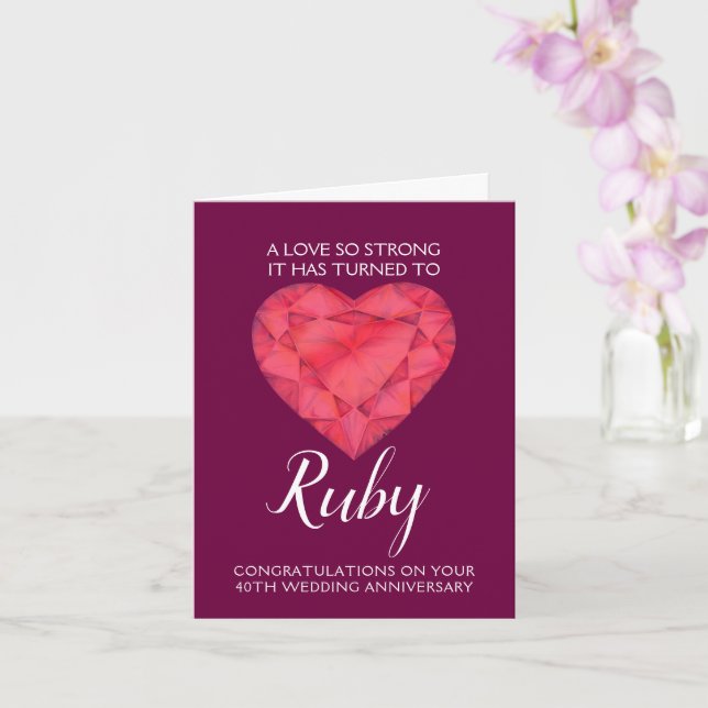 Carte 40ème anniversaire de Mariage Ruby Love si fort (Orchidée)
