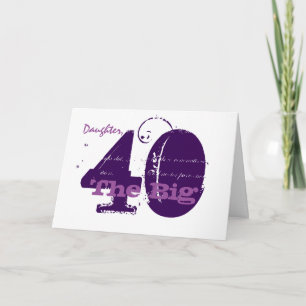 Carte 40ème anniversaire pour fille, texte violet sur bl