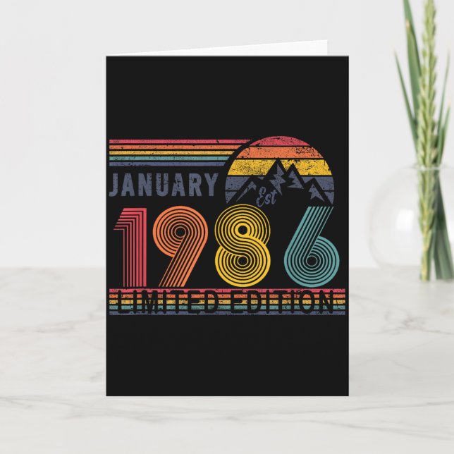 Carte 40th Birthday Retro Shirt,1986 Swea Gift January T (Devant)