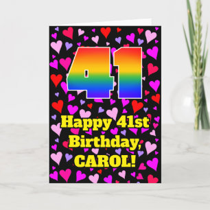 Carte 41e anniversaire : Amour Hearts Motif, Arc en ciel