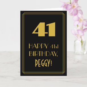 Carte 41e anniversaire - Art Déco Inspiré Look "41" & No