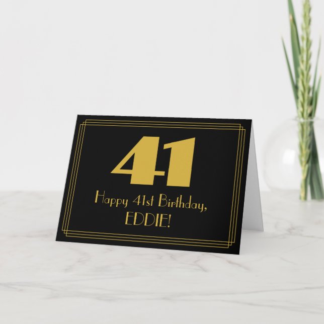 Carte 41e anniversaire : Art Déco Inspiré Look "41" & No (Devant)
