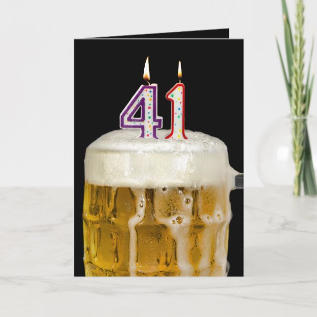 Carte 41e Anniversaire Bière en noir (Devant)