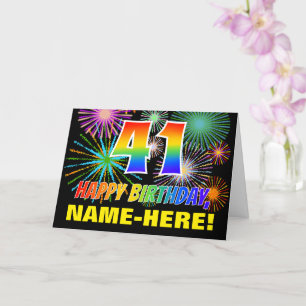 Carte 41e anniversaire : Gras, Amusants, Feu d'artifice,
