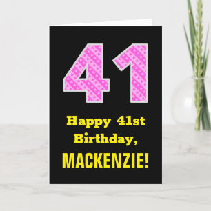 Carte 41e anniversaire : Pink Stripes and Hearts "41" + 