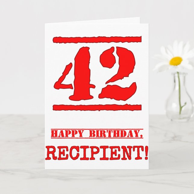 Carte 42e anniversaire : Amusant, Timbre en caoutchouc r (Petite plante)