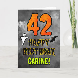 Carte 42e anniversaire : Eerie Halloween Thème + Nom per