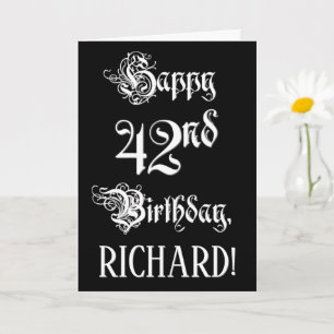 Carte 42e anniversaire : Fancy, Elegant Script + Nom per
